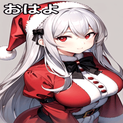 Santa Costume Girl with Silver Hair