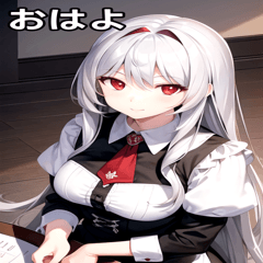 Silver-haired waitress girl