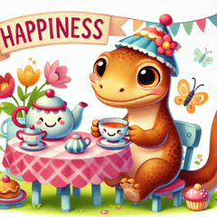 Tea Party with a Cute Komodo Dragon