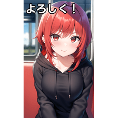 Red-haired hoodie girl and train