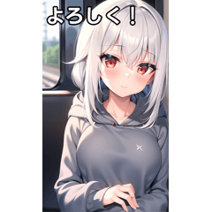 Silver-haired hoodie girl and train