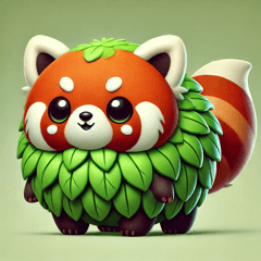 Cute Red Panda in Leaf Outfit