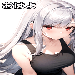 Tank top girl with silver hair