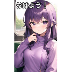 Purple sweater girl and train