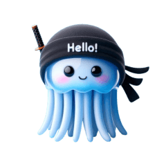 Cute ninja jellyfish sticker 002