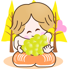 Sticker of a cheerful person in autumn