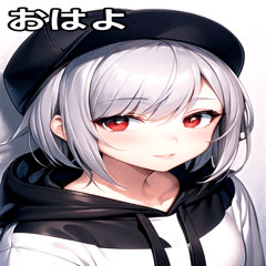 Silver hair cap girl short