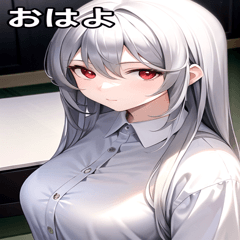 White shirt girl with silver hair