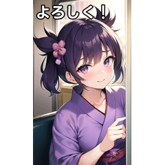 Girls in purple yukata like trains