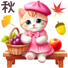 Chubby Kitten Stickers AUT/Beret/Dress