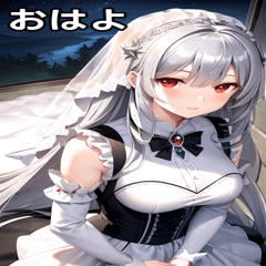 silver hair night sky wedding dress girl