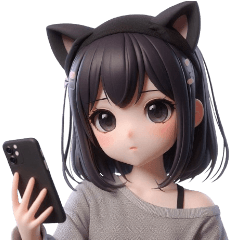 Cute girls wearing cat hat of daily life