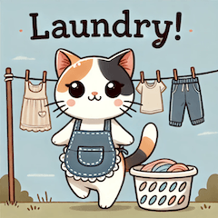 Cute Calico Cat Household Chores