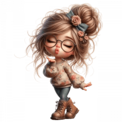 Glasses Girl Cute Expression Stickers