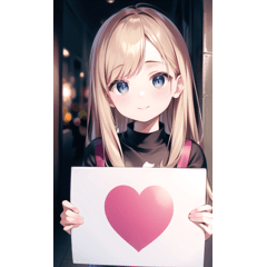 A cute girl holds up a heart symbol