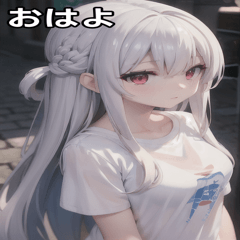 Road with silver hair t-shirt girls