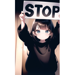 Cute girls raise STOP