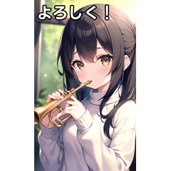 Sweater girl plays the trumpet