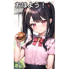 Jirai-kei girls and hamburger