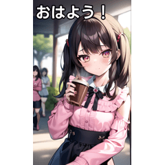 Jirai-kei girls drink coffee