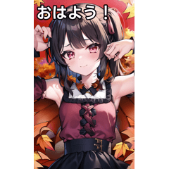 Jirai-kei girl and autumn leaves scenery