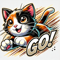 Energetic Calico Cat Sticker