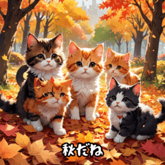 Autumn-inspired kitten stickers