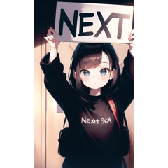 Cute girls raise the word NEXT