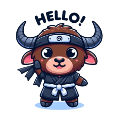 Cute ninja buffalo sticker 001