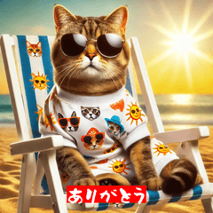 "Sunny Beach Cat Stickers"1