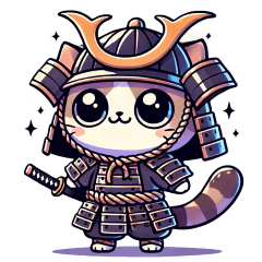 A cat wearing a samurai costume