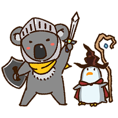 Brave koala and mage penguin