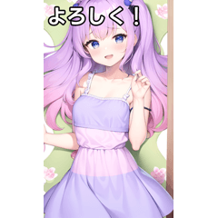 Talking purple haired girl sticker