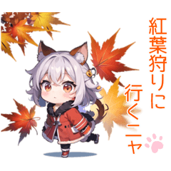 Cute autumn chibi characters