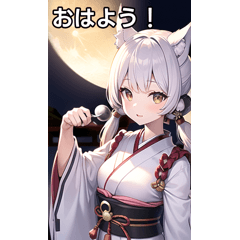 Wolf girl enjoying moon viewing