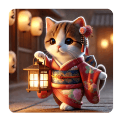 Cute cat in a kimono