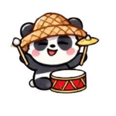 cute straw hat panda 1