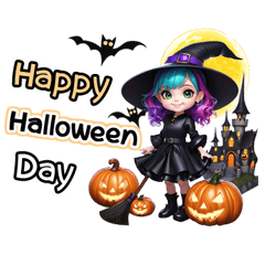 Little witch in Halloween costume