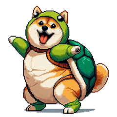 Pixel art turtle fat shiba