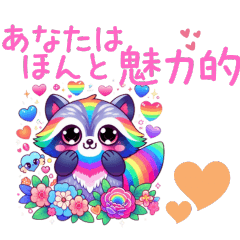 Pleasing words by a rainbow raccoon dog