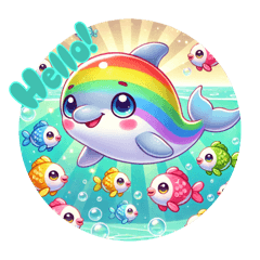 Stickers of rainbow-colored dolphins