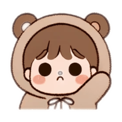 A boy in a stuffed animal suit [Bear]