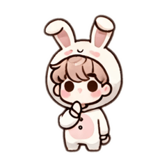 A boy in a stuffed animal suit [Rabbit]