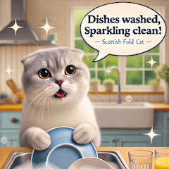 Cute Scottish Fold Chores Sticker