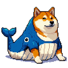 Pixel art whale fat shiba