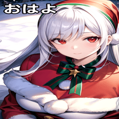 Snow with white-haired Santa girl