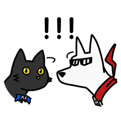 Action dog and Mystery cat