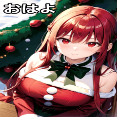 Snow with red-haired Santa girl