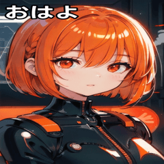 Orange Hair Machine Girl and City