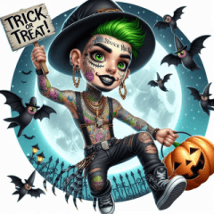 Tattooed Guy Halloween Card